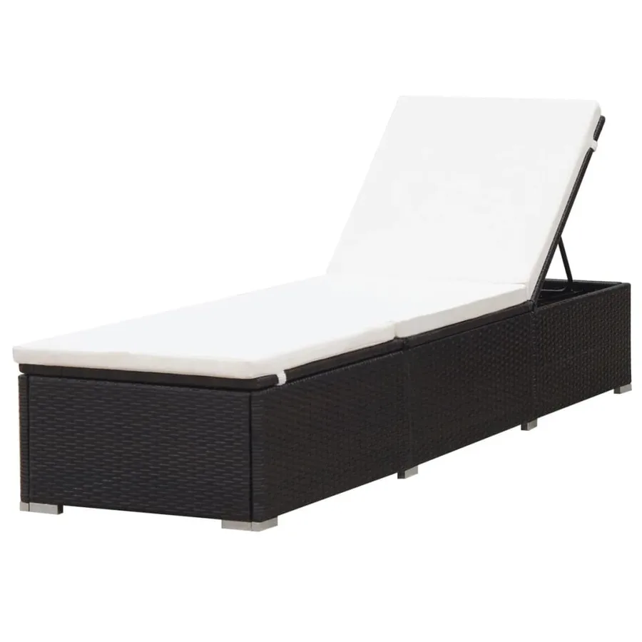 Chaise longue avec coussin Résine tressée Marron - 3