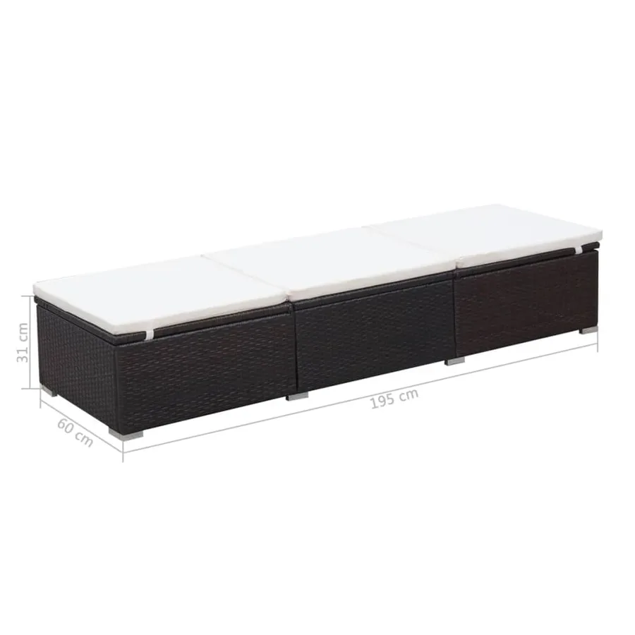 Chaise longue avec coussin Résine tressée Marron - 8