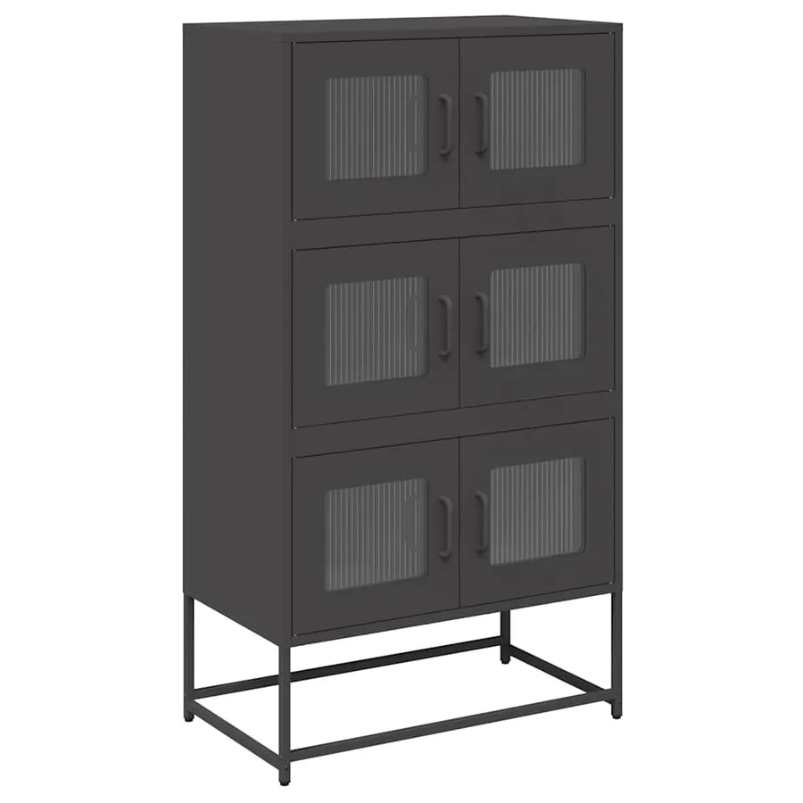 Buffet haut noir 68x39x123 cm acier - 2