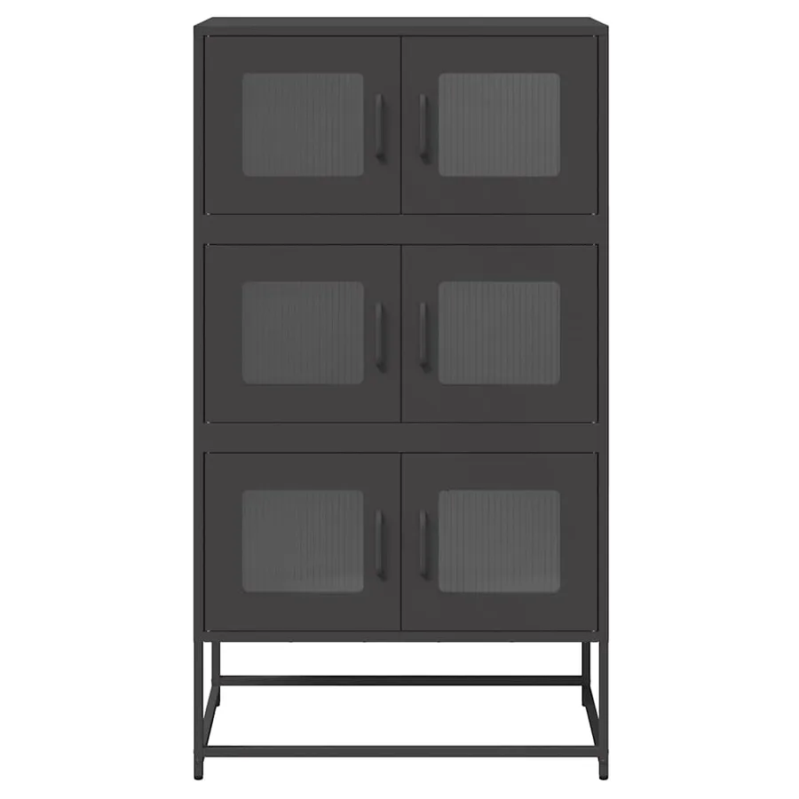 Buffet haut noir 68x39x123 cm acier - 5