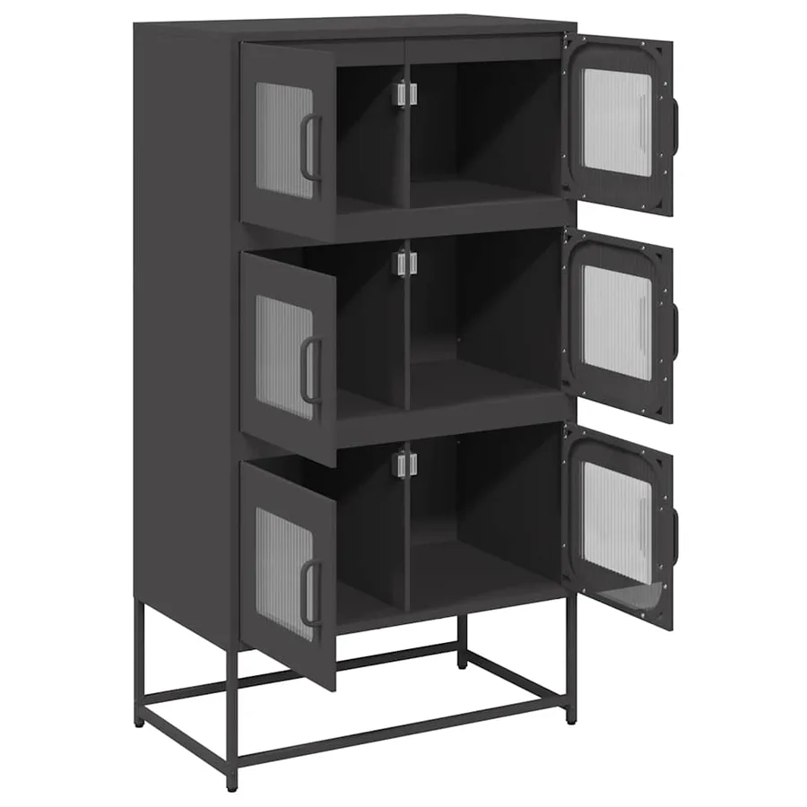 Buffet haut noir 68x39x123 cm acier - 6