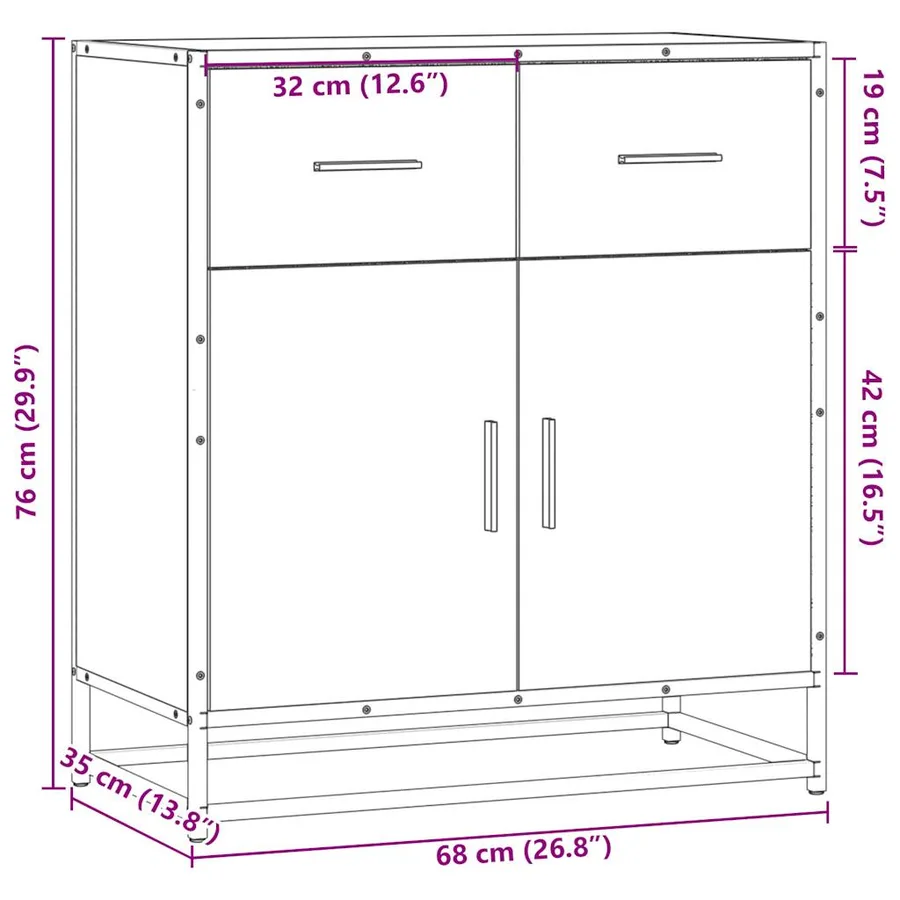 Buffet chêne marron 68x35x76 cm bois d'ingénierie - 10