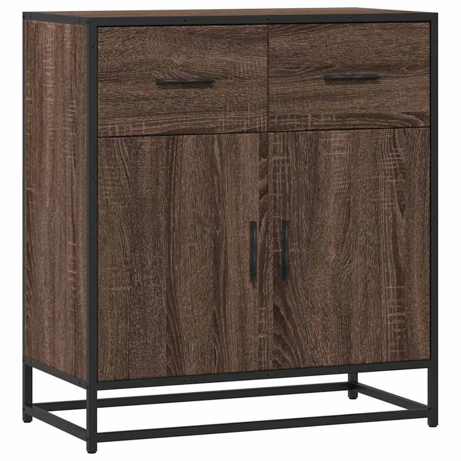 Buffet chêne marron 68x35x76 cm bois d'ingénierie - 2