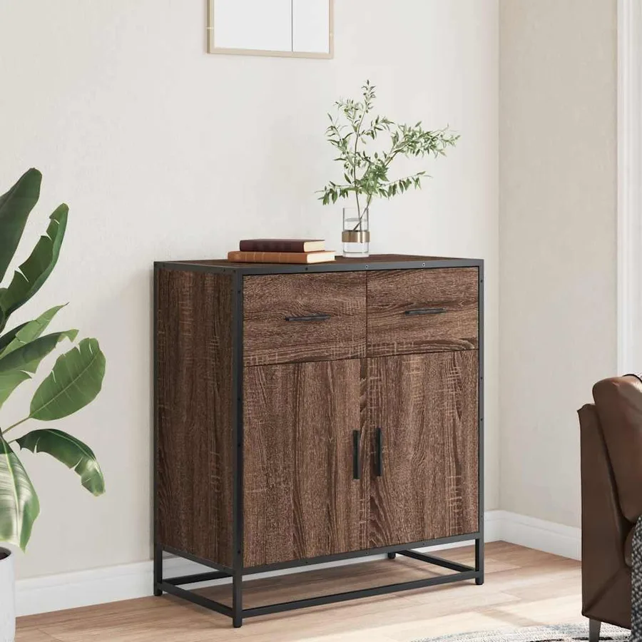 Buffet chêne marron 68x35x76 cm bois d'ingénierie - 3