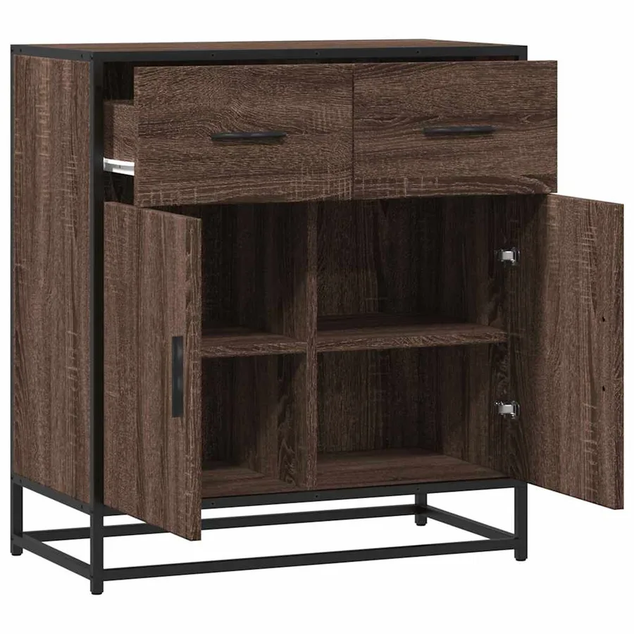 Buffet chêne marron 68x35x76 cm bois d'ingénierie - 7