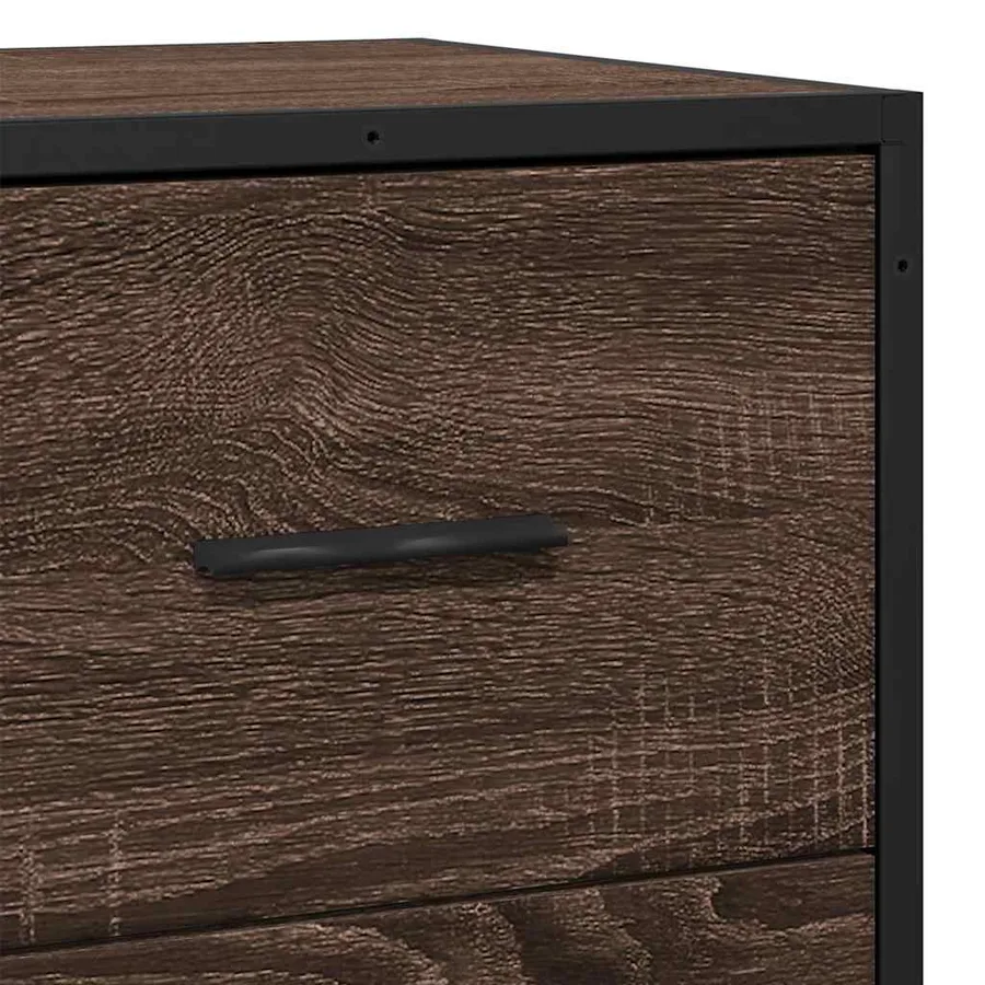 Buffet chêne marron 68x35x76 cm bois d'ingénierie - 8