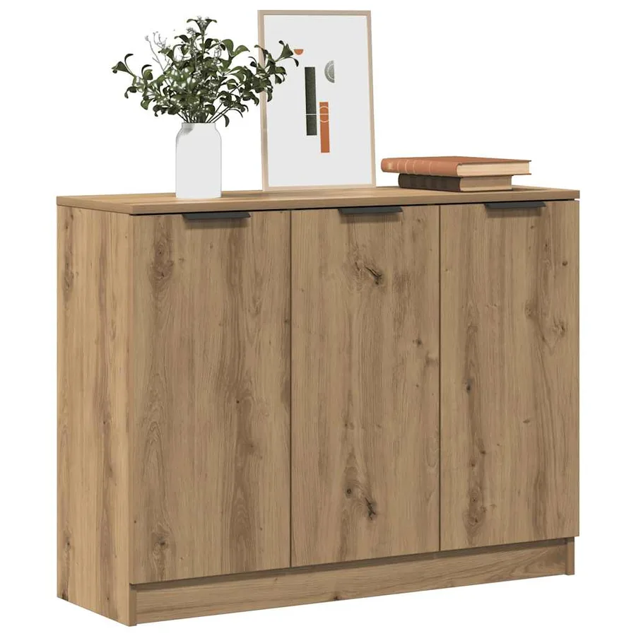 Buffet chêne artisanal 90,5x30x70 cm bois d'ingénierie - 3