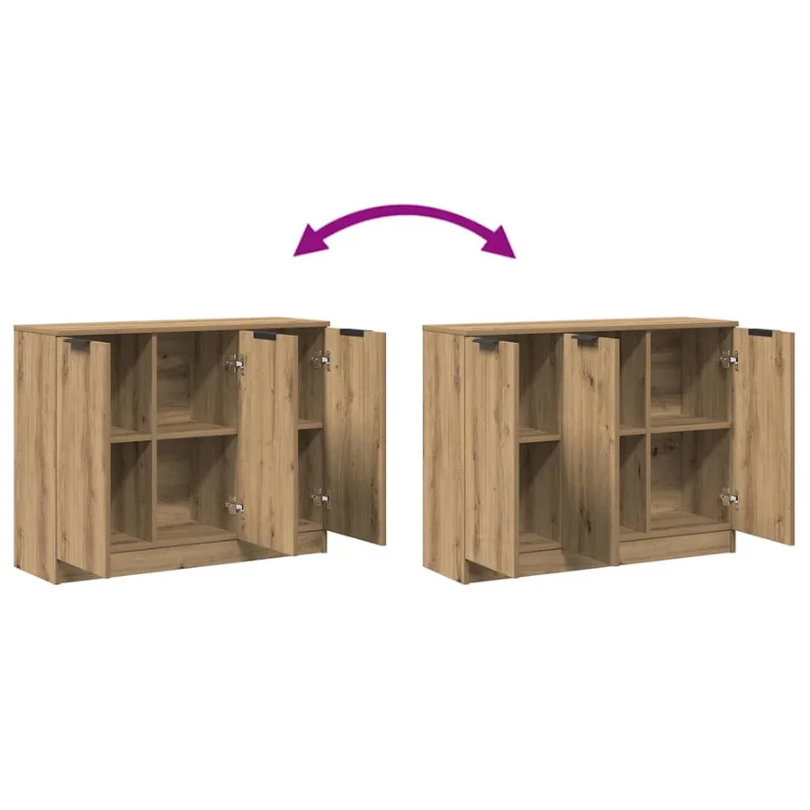 Buffet chêne artisanal 90,5x30x70 cm bois d'ingénierie - 8