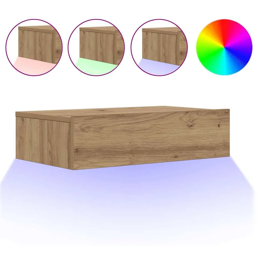 Meuble TV avec éclairages LED chêne artisanal 60x35x15,5 cm - 2