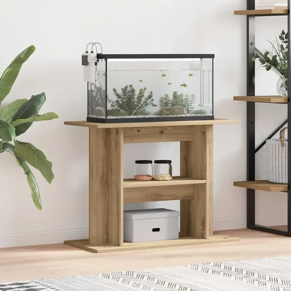Support d'aquarium Chêne artisanal 80x35x60 cm Bois d'ingénierie