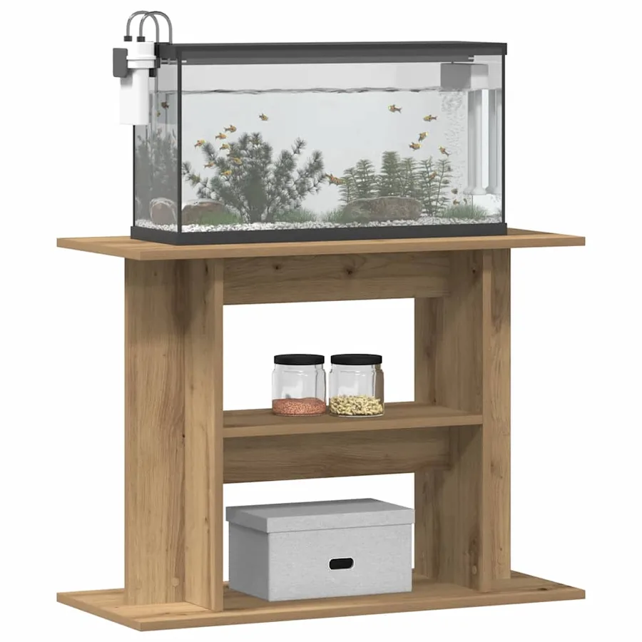 Support d'aquarium Chêne artisanal 80x35x60 cm Bois d'ingénierie - 3