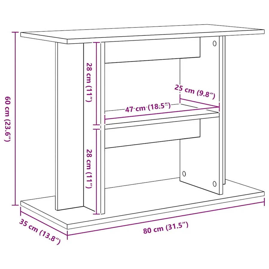 Support d'aquarium Chêne artisanal 80x35x60 cm Bois d'ingénierie - 9