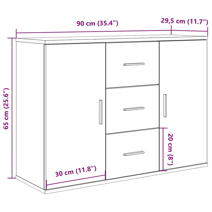 Buffet chêne artisanal 90x29,5x65 cm bois d'ingénierie - 10