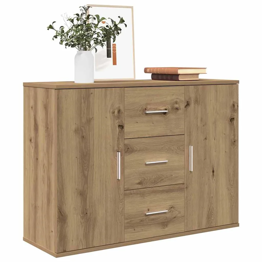 Buffet chêne artisanal 90x29,5x65 cm bois d'ingénierie - 3