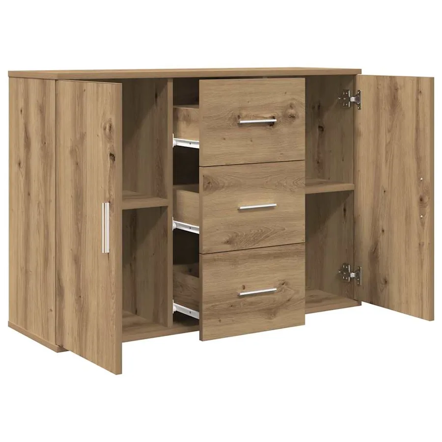Buffet chêne artisanal 90x29,5x65 cm bois d'ingénierie - 5