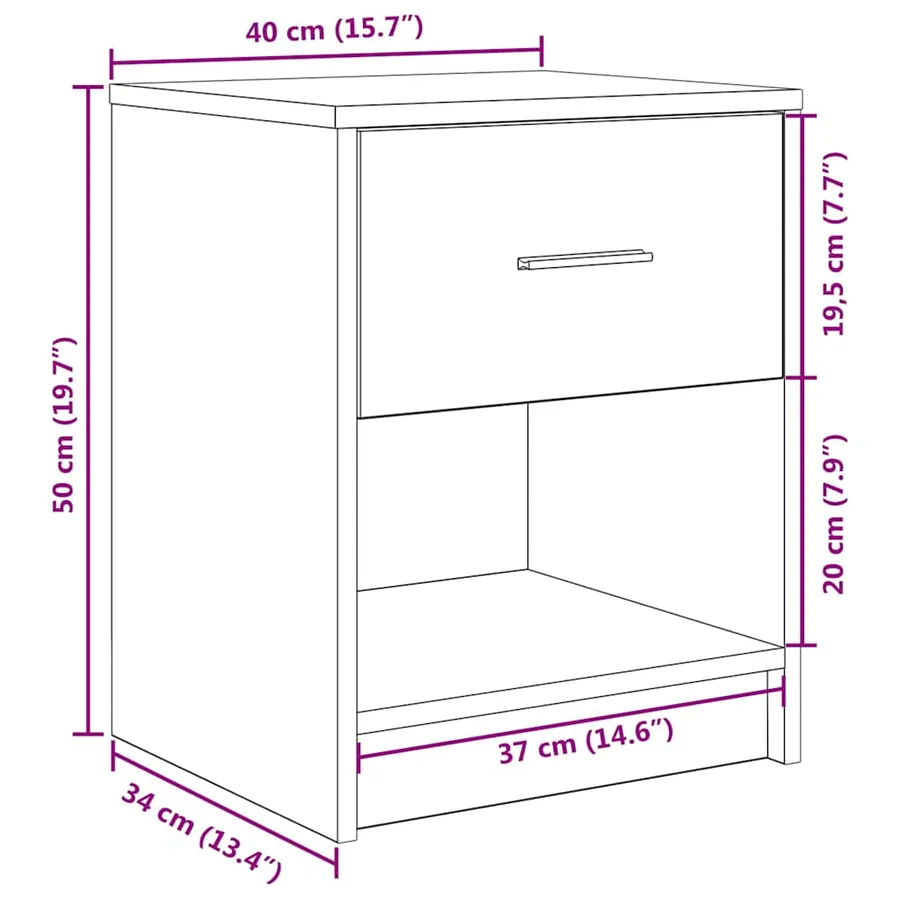 Tables de chevet 2 pcs avec tiroir Blanc 40x34x50 cm - 11