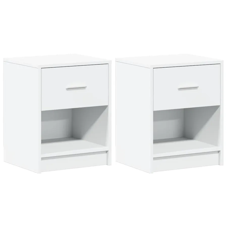Tables de chevet 2 pcs avec tiroir Blanc 40x34x50 cm - 2
