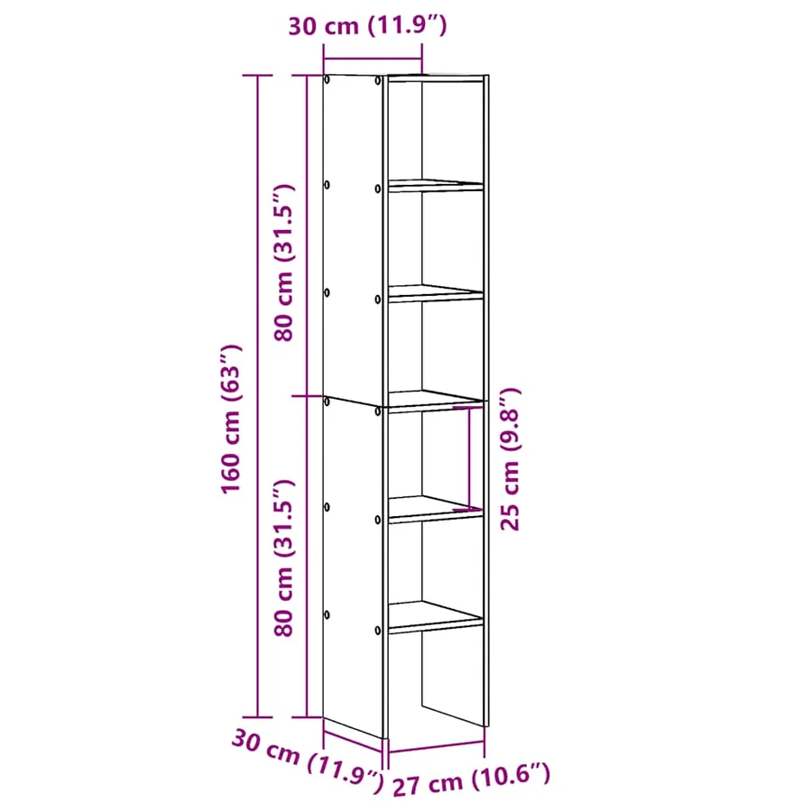 Bibliothèques 2 pcs empilable gris béton bois d'ingénierie - 10