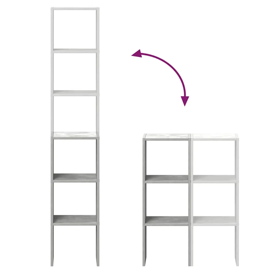 Bibliothèques 2 pcs empilable gris béton bois d'ingénierie - 7