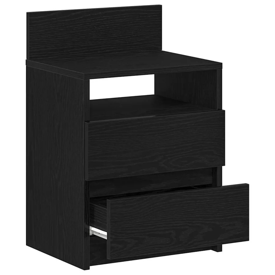 Table de chevet à 2 tiroirs noire 40x33x60 cm - 5