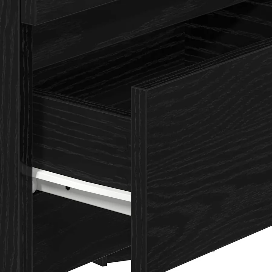 Table de chevet à 2 tiroirs noire 40x33x60 cm - 8