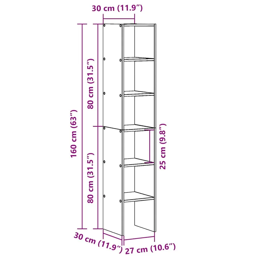 Bibliothèques 2 pcs empilable blanc 30x30x80 cm bois ingénierie - 10