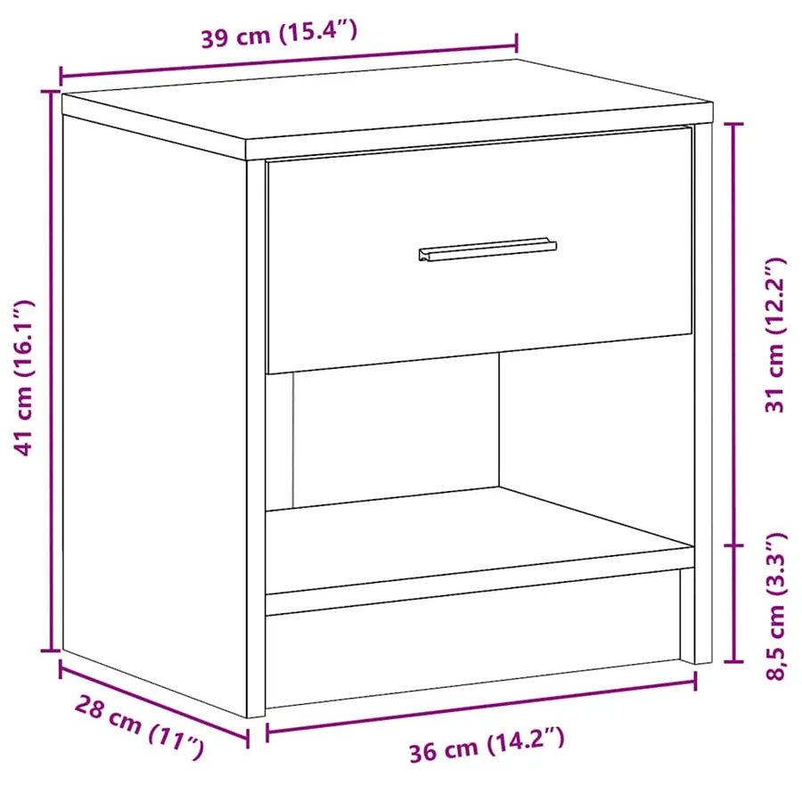 Table de chevet avec tiroir blanche 39 x 28 x 41 cm - 11