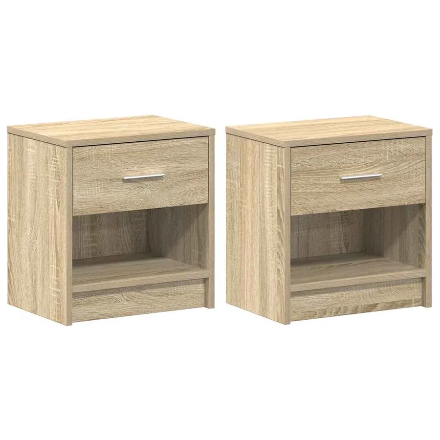Tables de chevet 2 pcs avec tiroir Chêne Sonoma 39x28x41 cm - 2