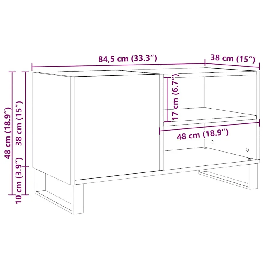 Armoire à disques vieux bois 84,5x38x48 cm bois d'ingénierie - 10