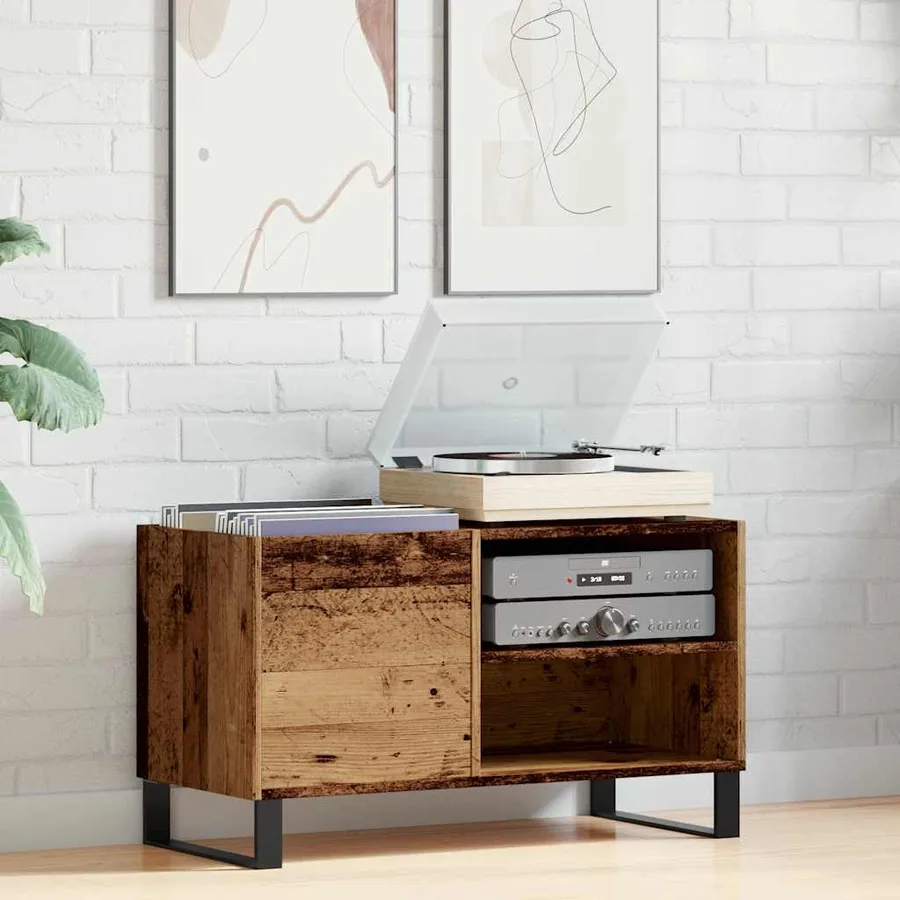 Armoire à disques vieux bois 84,5x38x48 cm bois d'ingénierie - 3