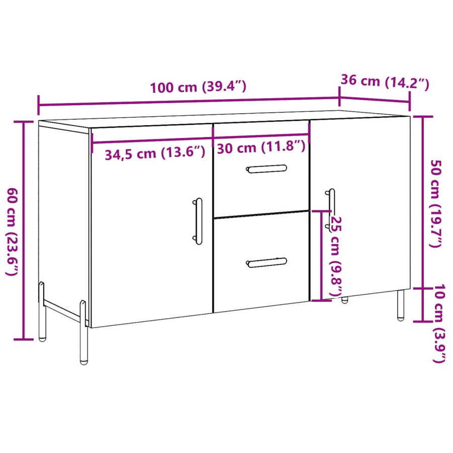 Buffet vieux bois 100x36x60 cm bois d'ingénierie - 10