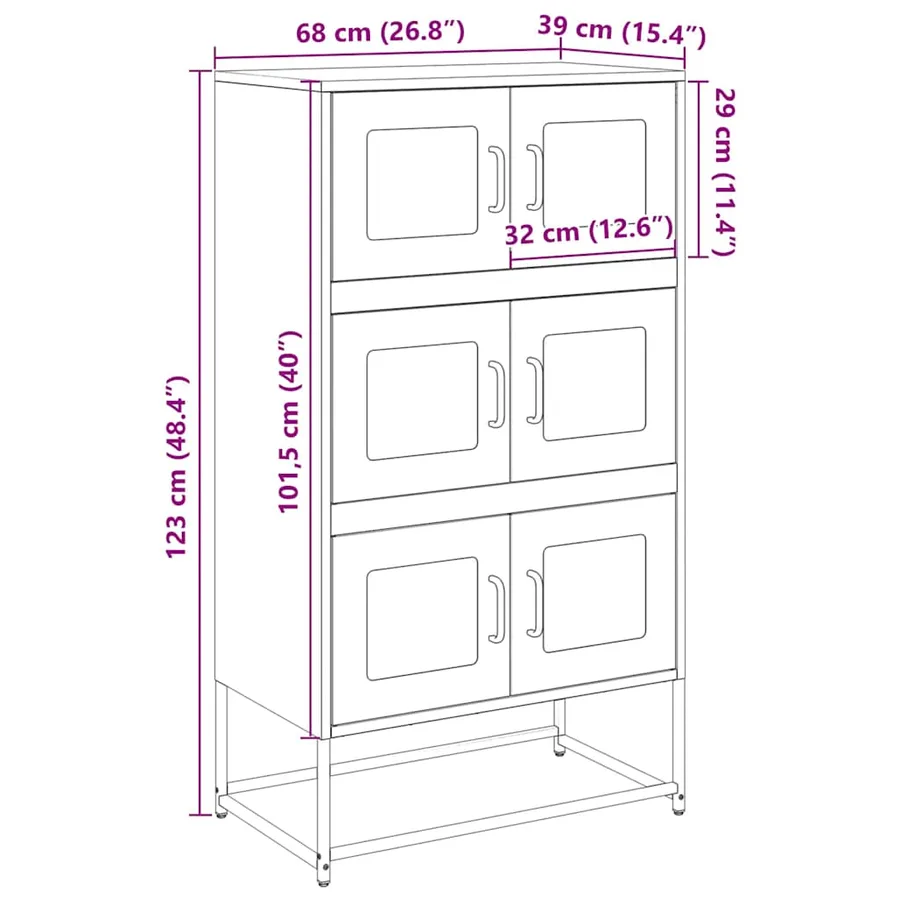 Buffet haut anthracite 68x39x123 cm acier - 13