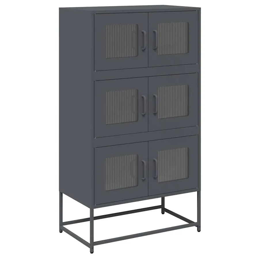 Buffet haut anthracite 68x39x123 cm acier - 2