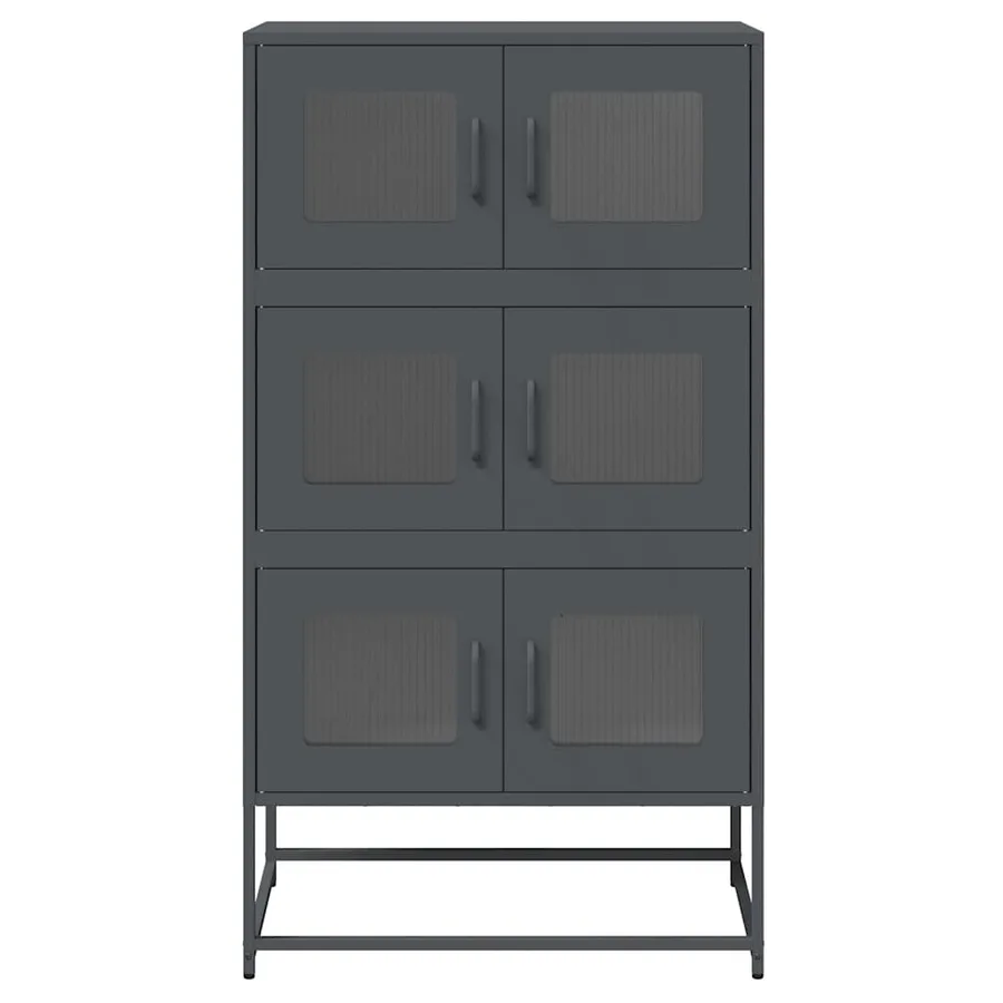 Buffet haut anthracite 68x39x123 cm acier - 5