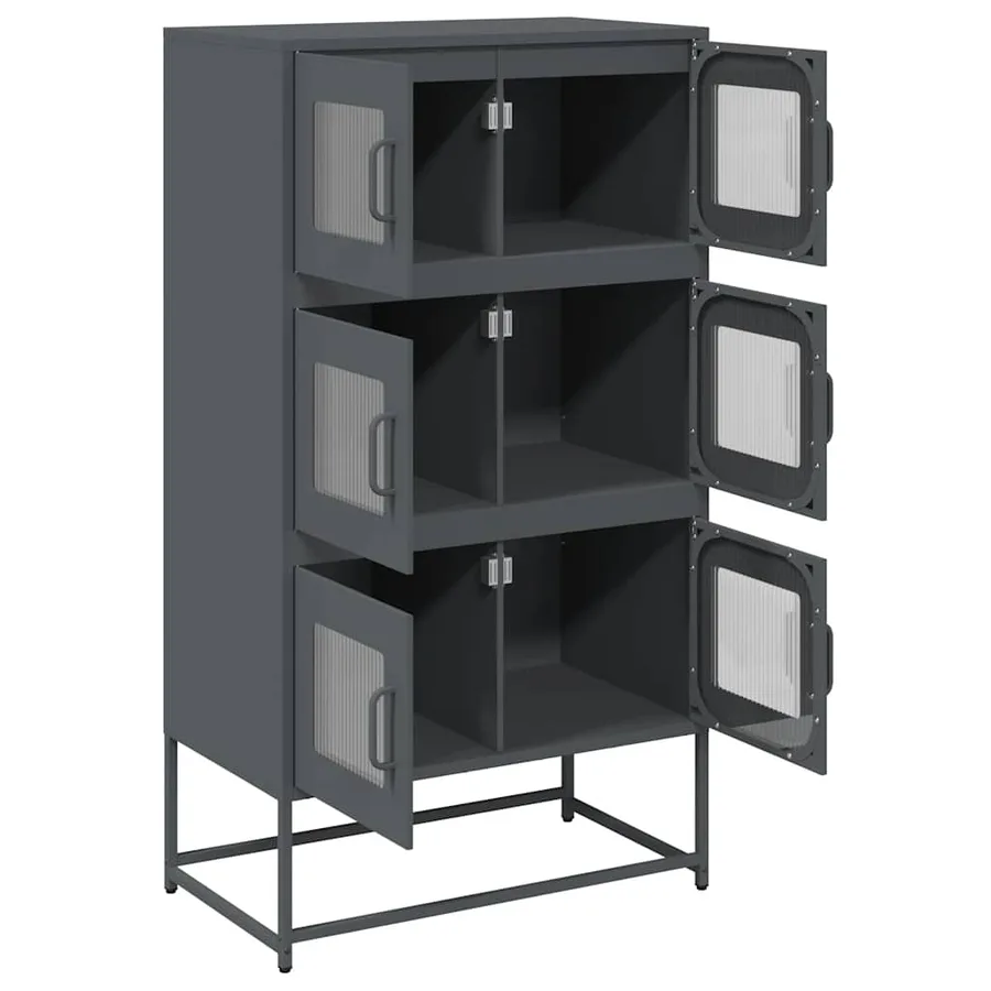 Buffet haut anthracite 68x39x123 cm acier - 6
