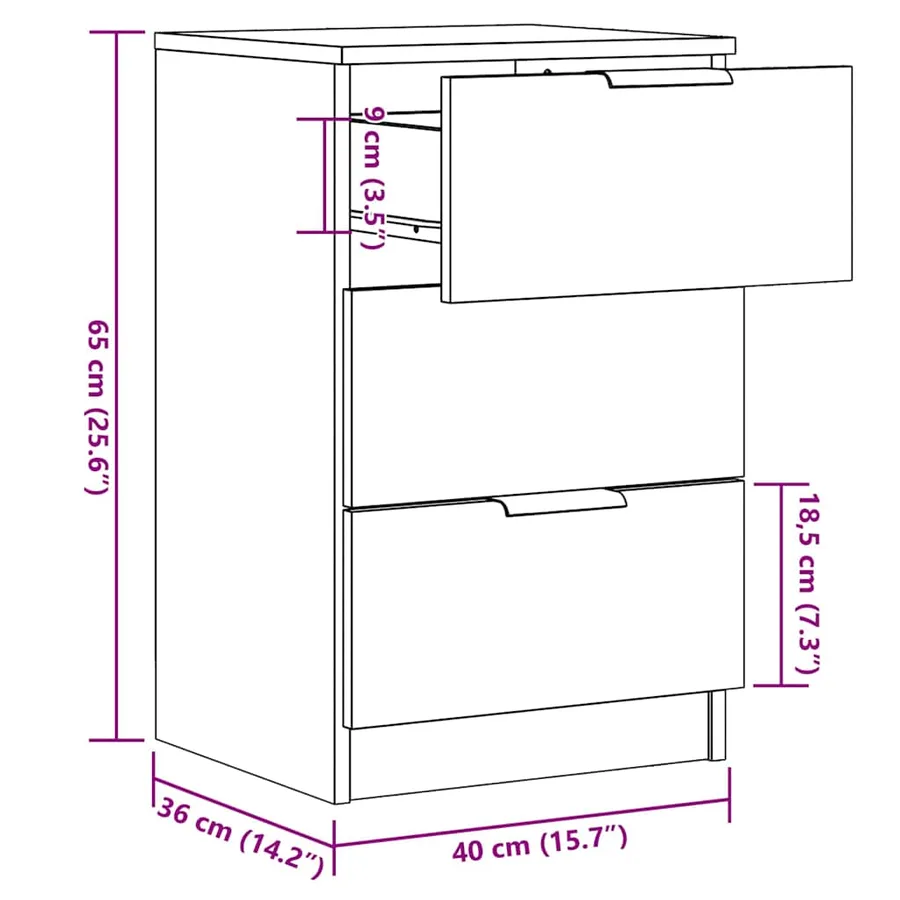 Tables de chevet 2 pcs vieux bois 40x36x65 cm bois d'ingénierie - 11