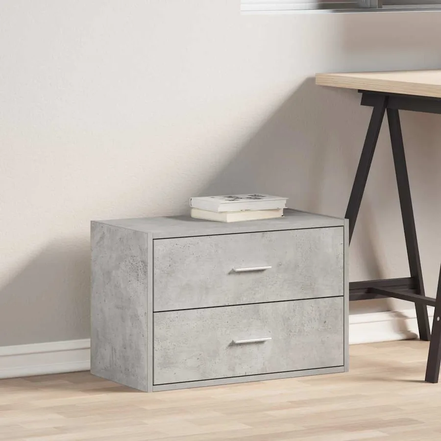Armoire avec 2 tiroirs gris béton 60x31x40 cm bois d'ingénierie - 3