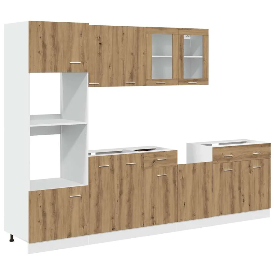 Ensemble de 7 meubles de cuisine "Lyon" en chêne artisanal - 2