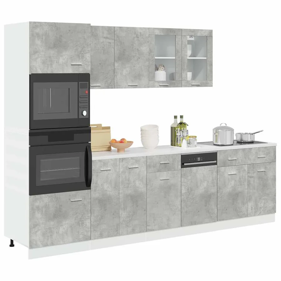 Ensemble de meubles de cuisine 7 pièces Lyon en bois d'ingénierie gris béton