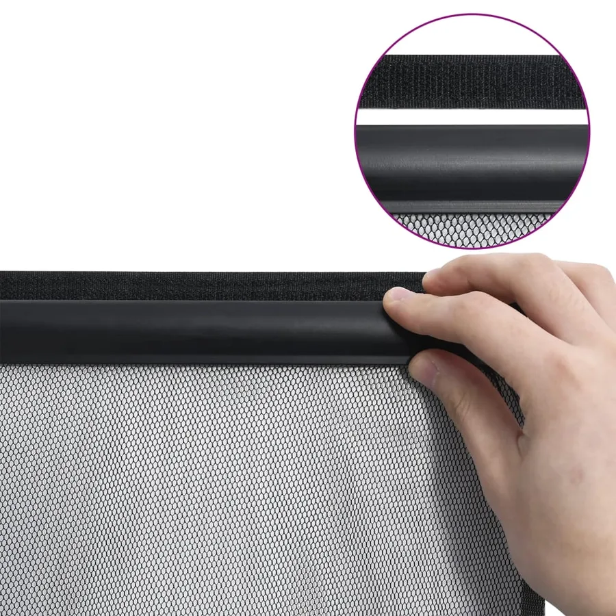 Moustiquaire de porte rideau en maille 10 pcs Noir 240x240 cm - 6