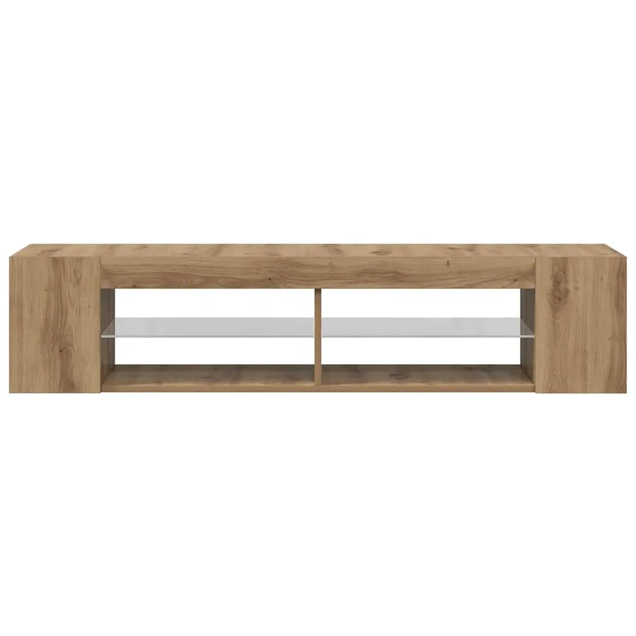 Meuble TV avec lumières LED chêne artisanal bois d'ingénierie - 7