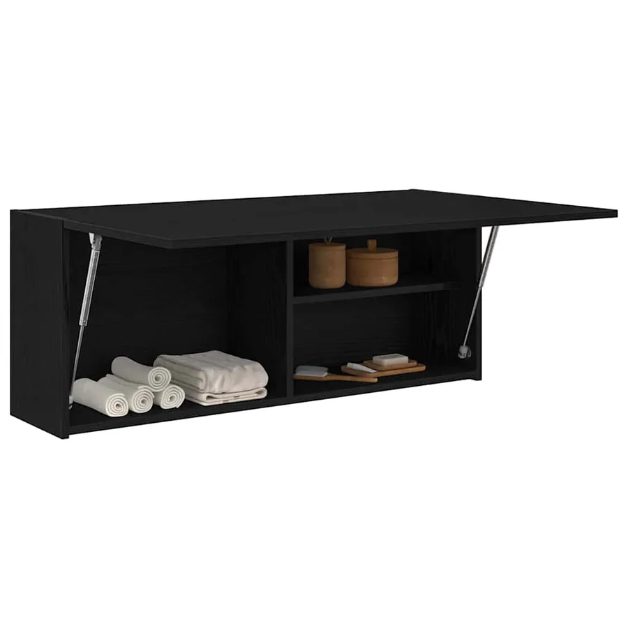 Armoire murale de bain noir 100x25x40 cm bois d'ingénierie - 4