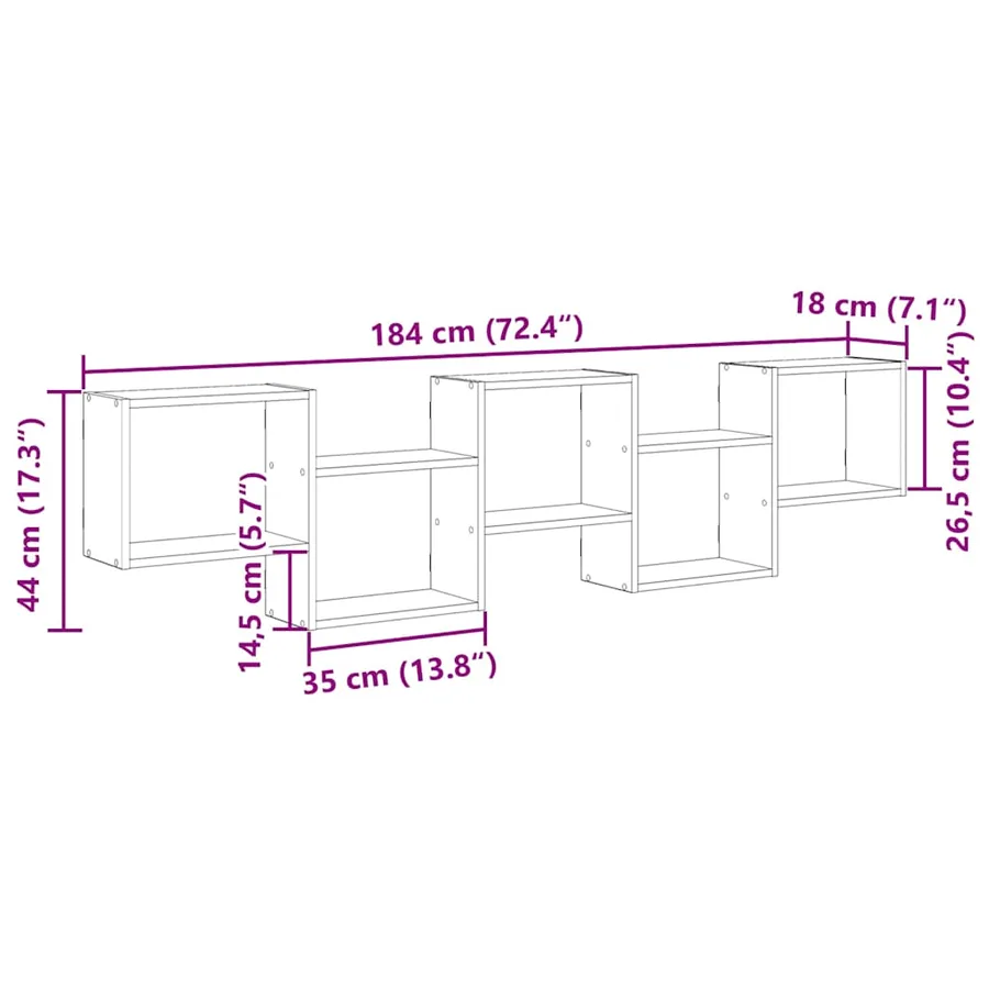 Étagère cube murale 5 compartiments chêne artisanal - 10