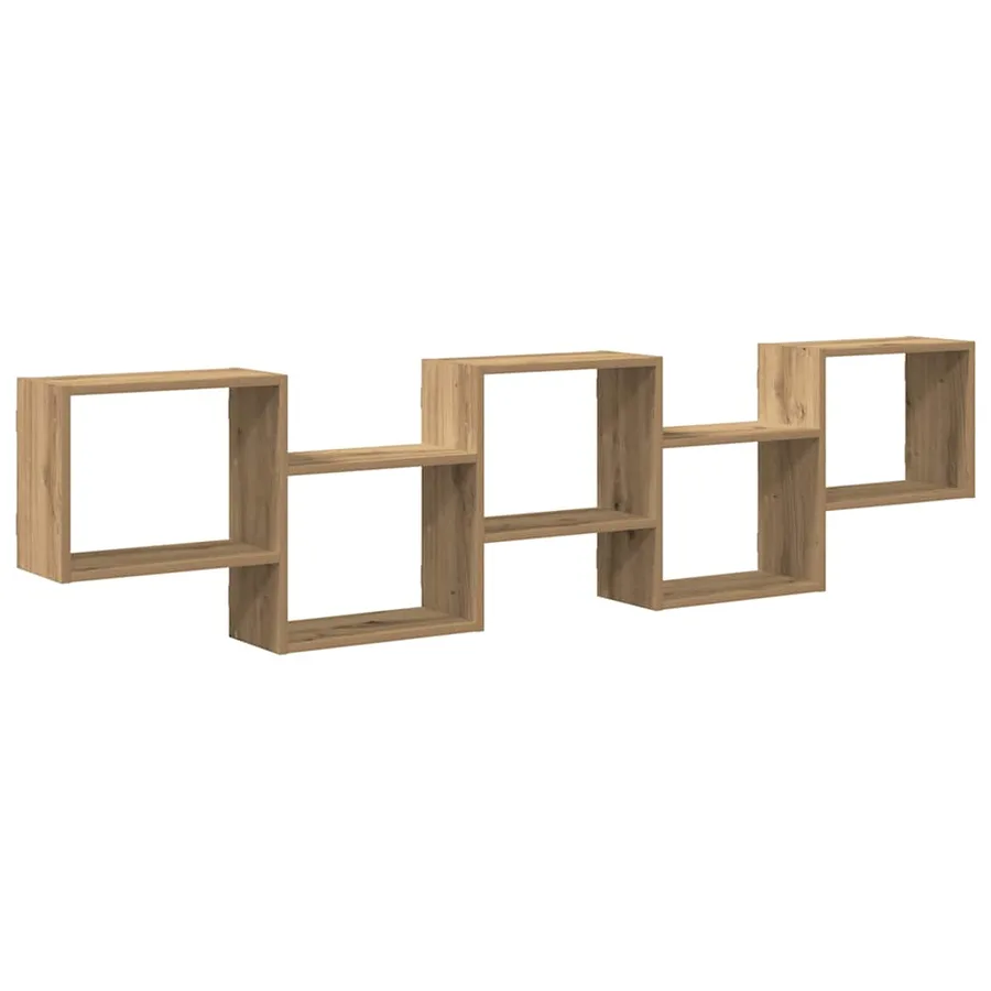 Étagère cube murale 5 compartiments chêne artisanal - 2