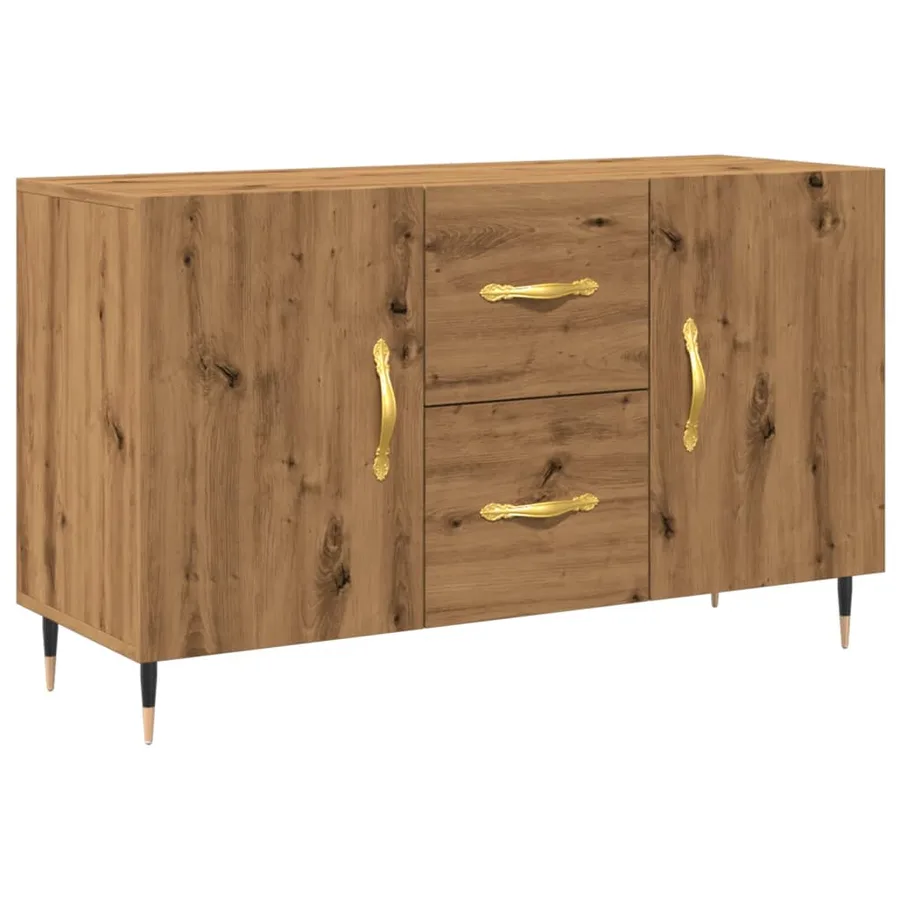 Buffet chêne artisanal 100x36x60 cm bois d'ingénierie - 2