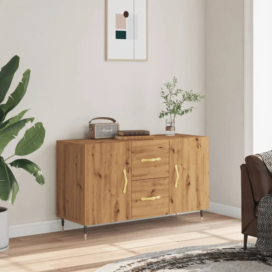 Buffet chêne artisanal 100x36x60 cm bois d'ingénierie - 3