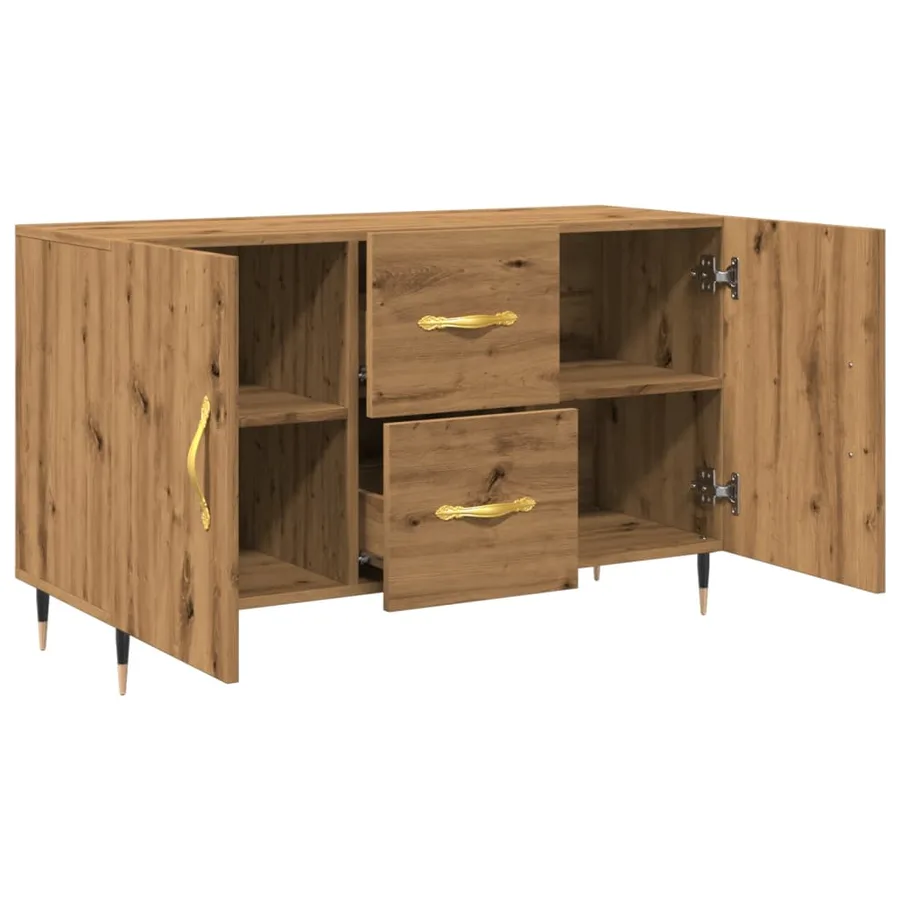 Buffet chêne artisanal 100x36x60 cm bois d'ingénierie - 7
