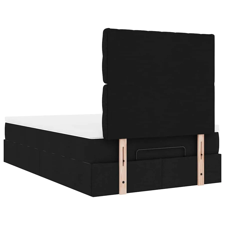 Cadre de lit ottoman avec matelas noir 120x200cm tissu - 11