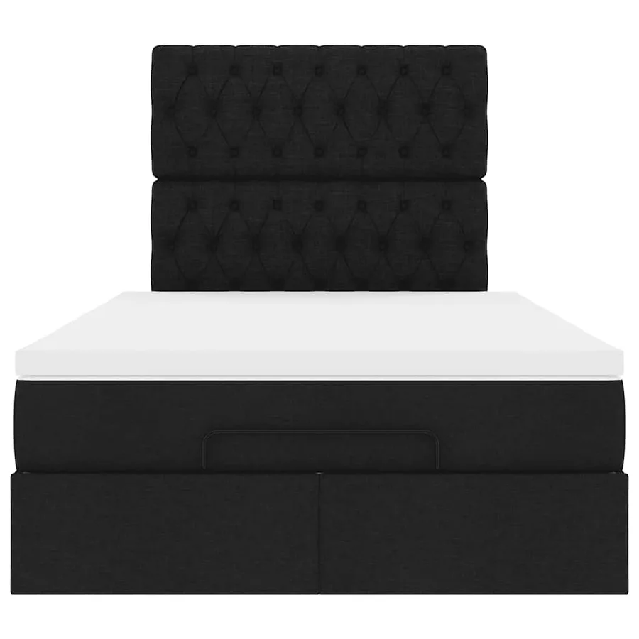 Cadre de lit ottoman avec matelas noir 120x200cm tissu - 7