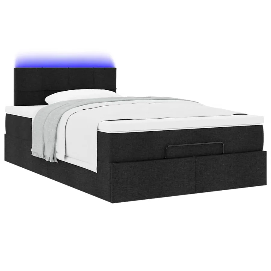 Lit ottoman avec matelas noir 120x200 cm tissu - 6